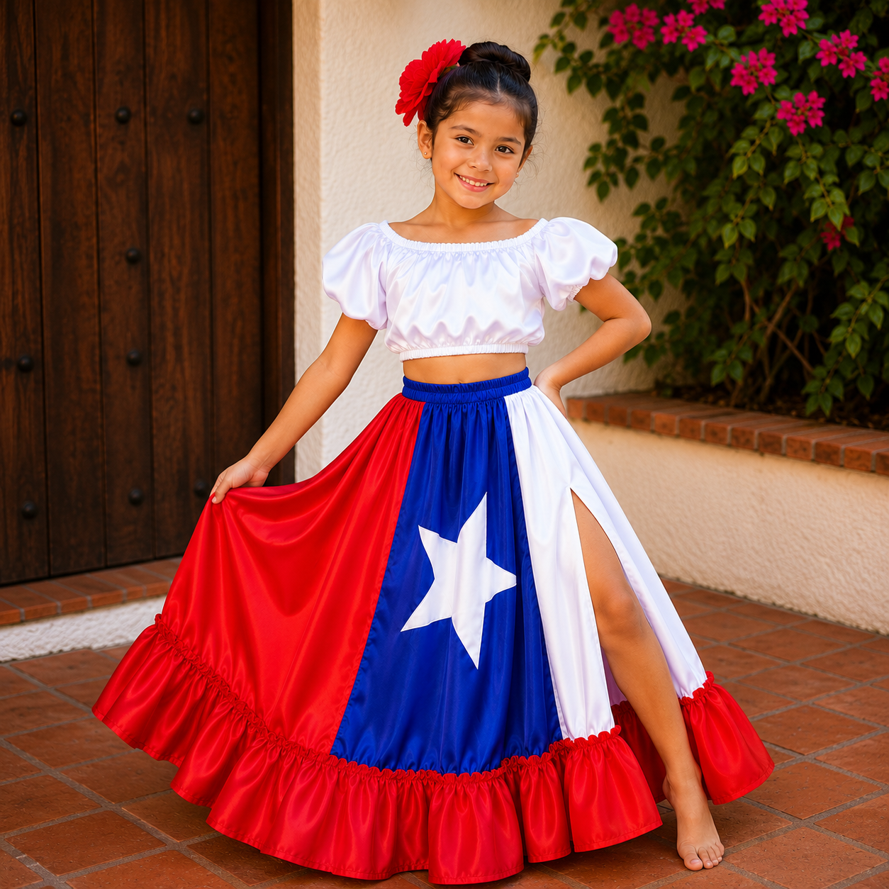 Traditional Clothing - Puerto Rico Flag (Crop Top)