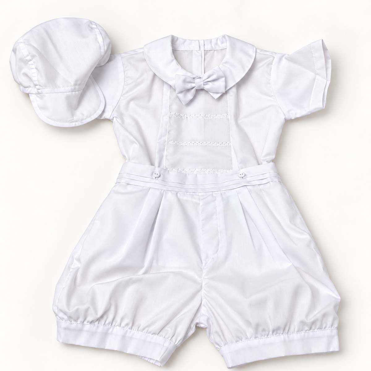 Set Elegante para Bebé Niño en Blanco con Gorra – 2 Piezas 8609