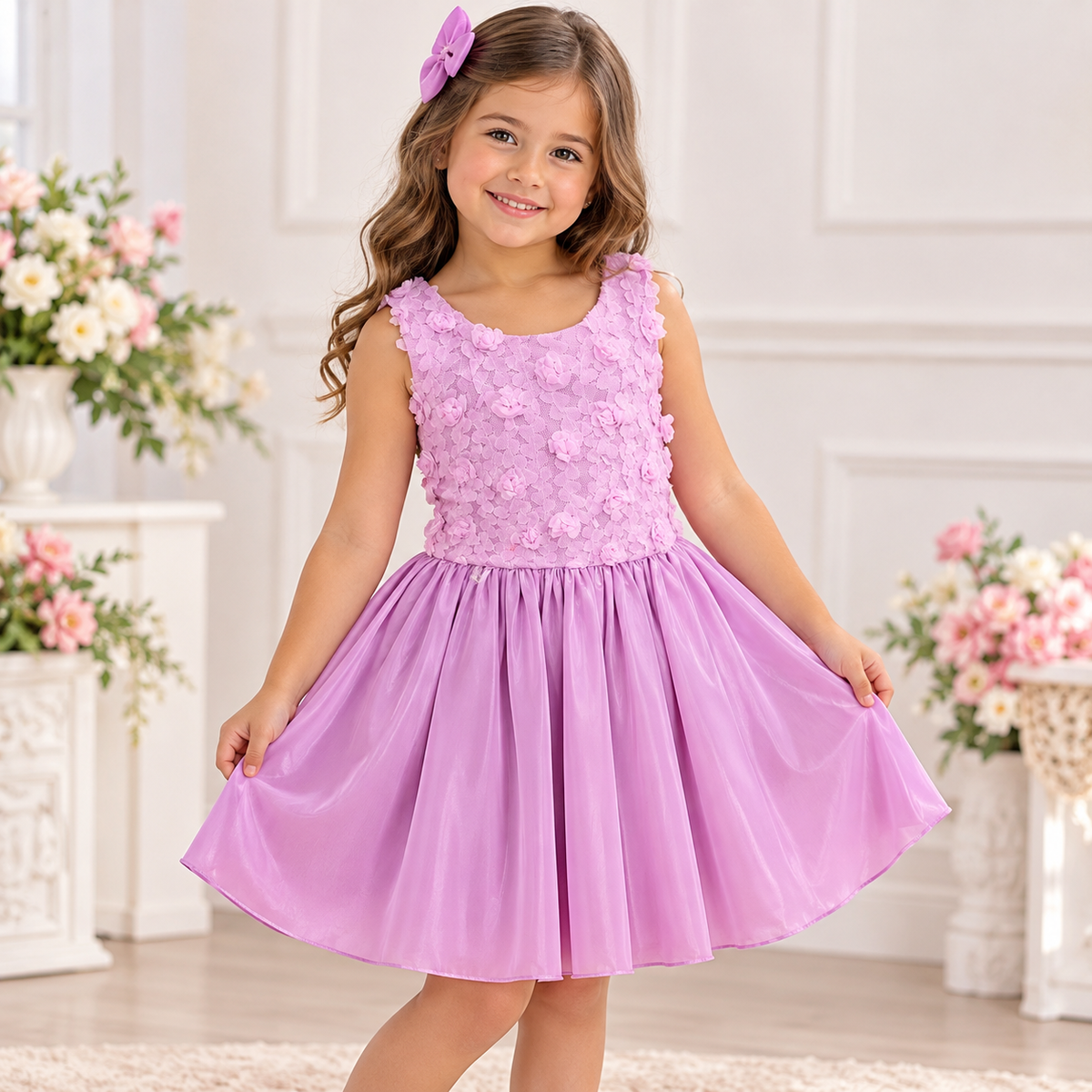 Vestido Elegante para Niña con Flores – Variedad de Colores