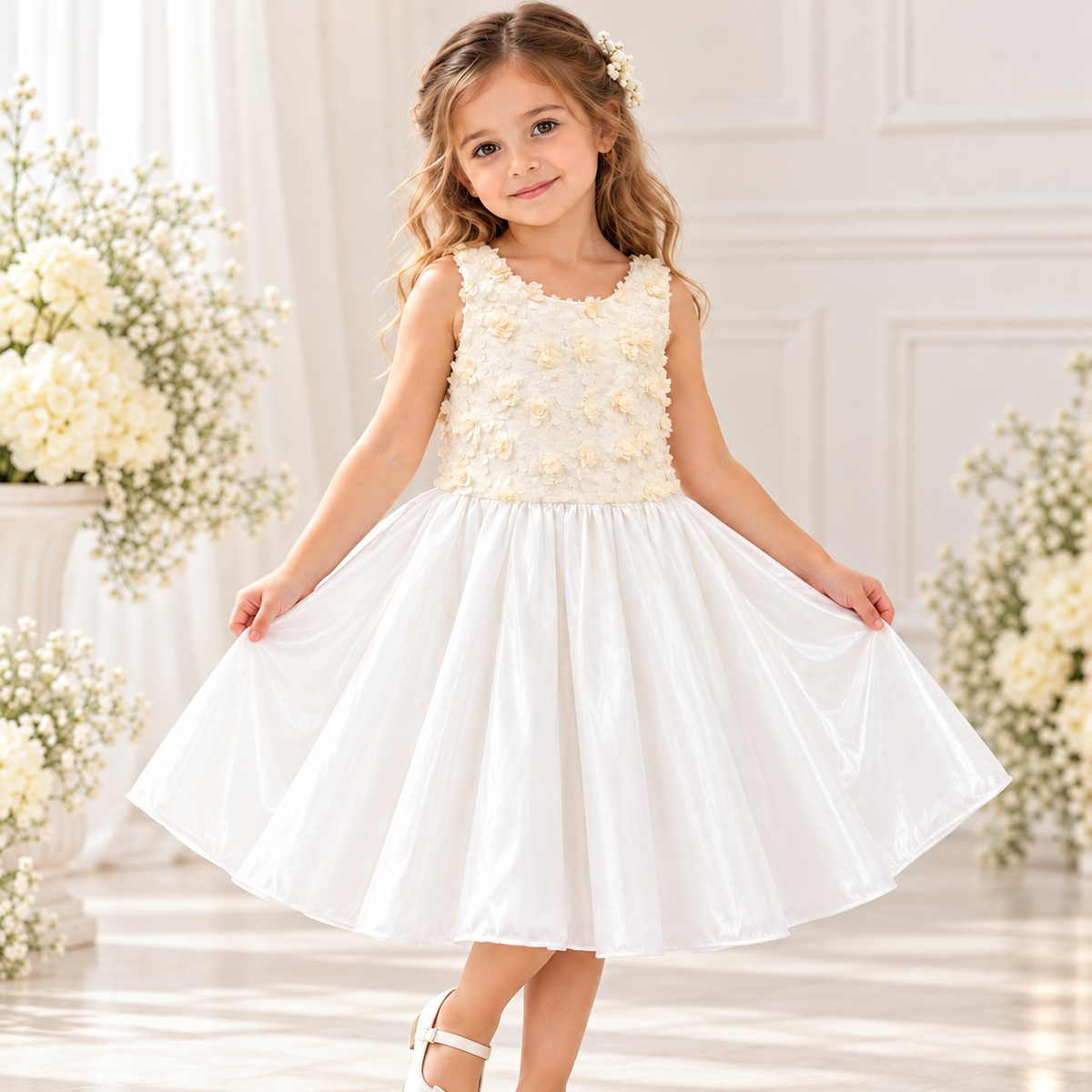 Vestido Elegante para Niña con Flores – Variedad de Colores