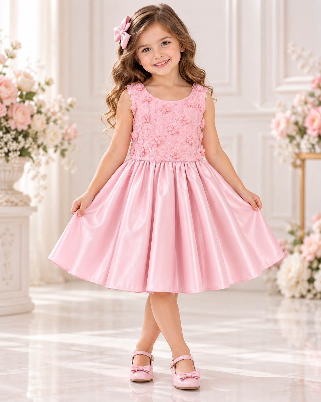Vestido Elegante para Niña con Flores – Variedad de Colores