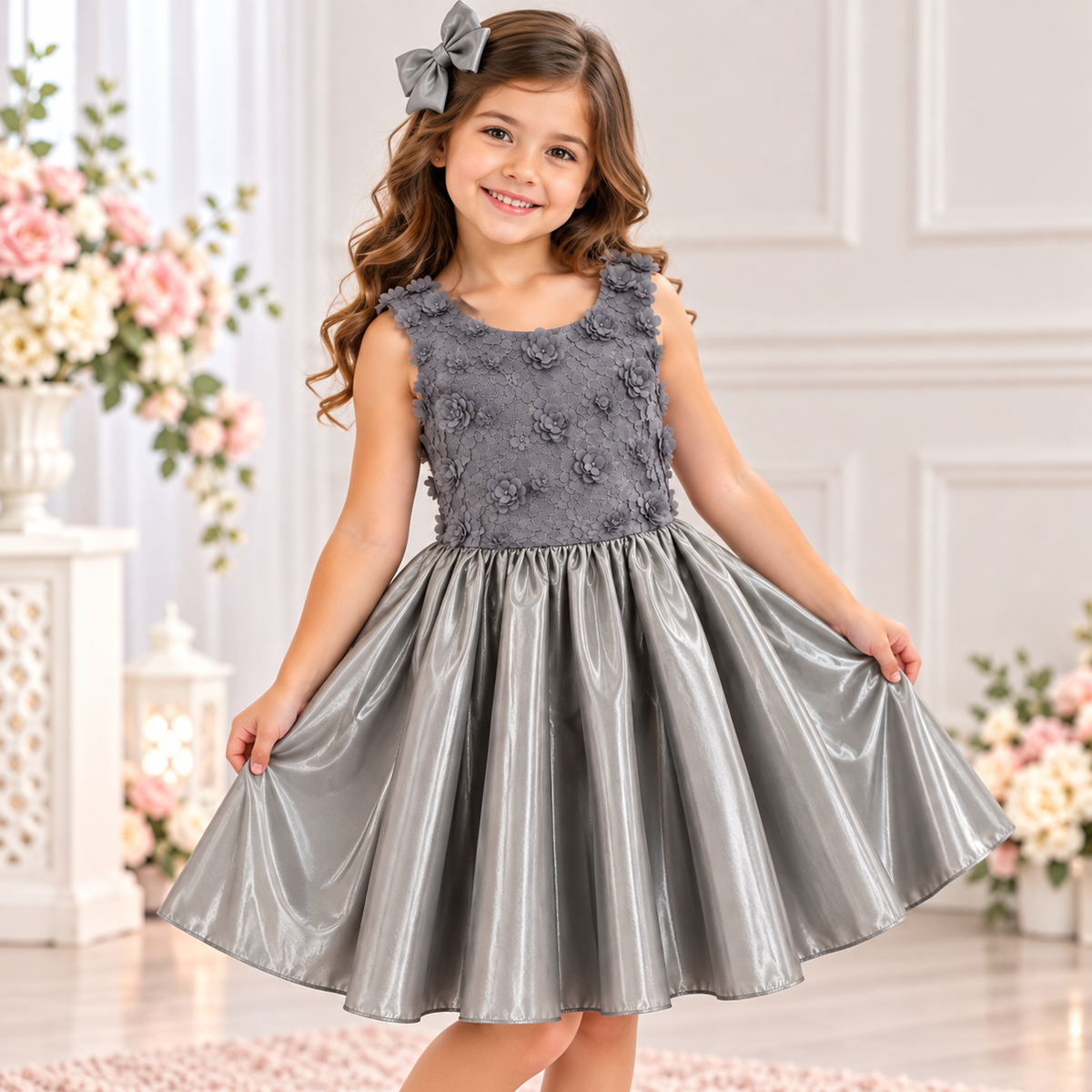 Vestido Elegante para Niña con Flores – Variedad de Colores