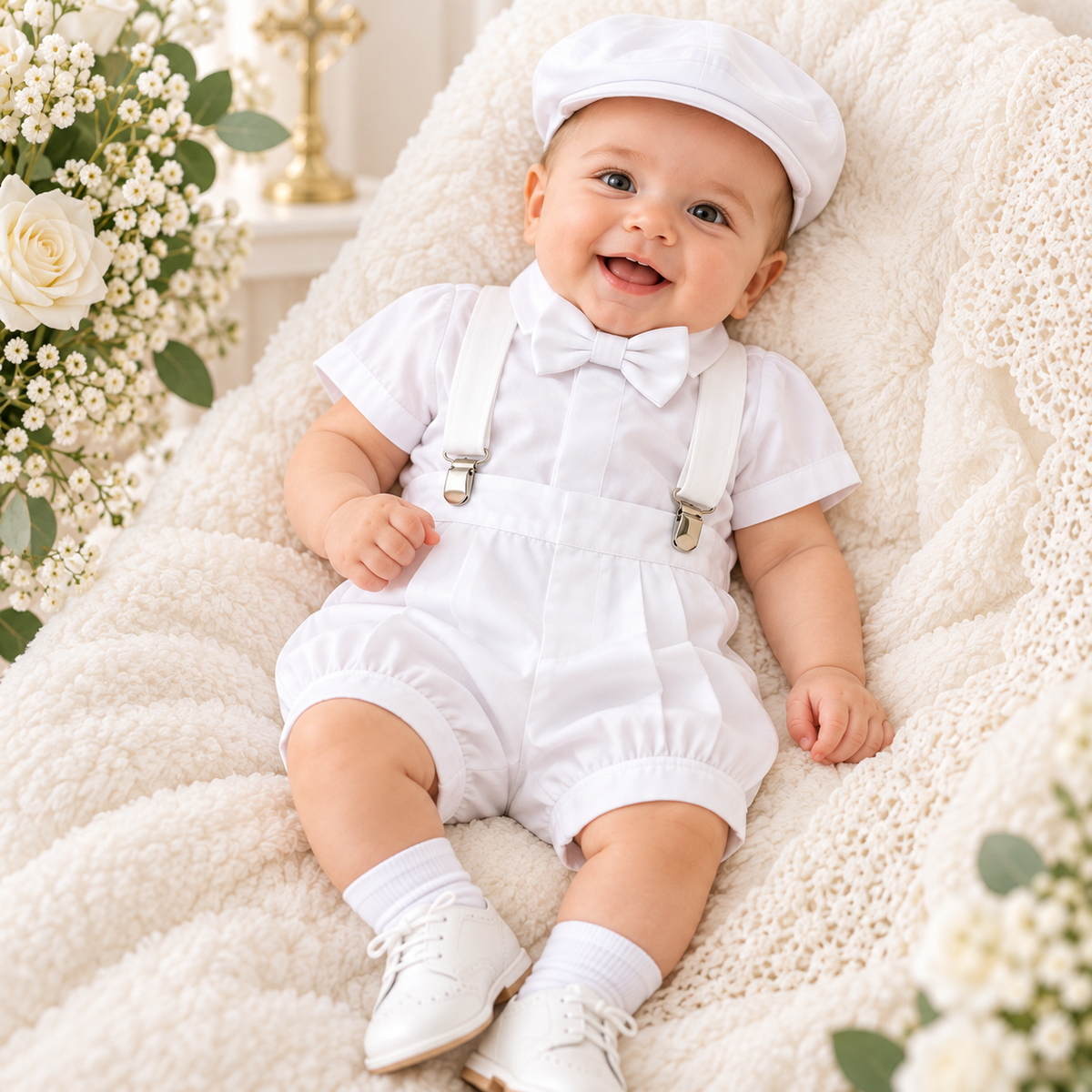 Ropa para Bebé - Set Bautismo para Niño con Tirantes (8576)