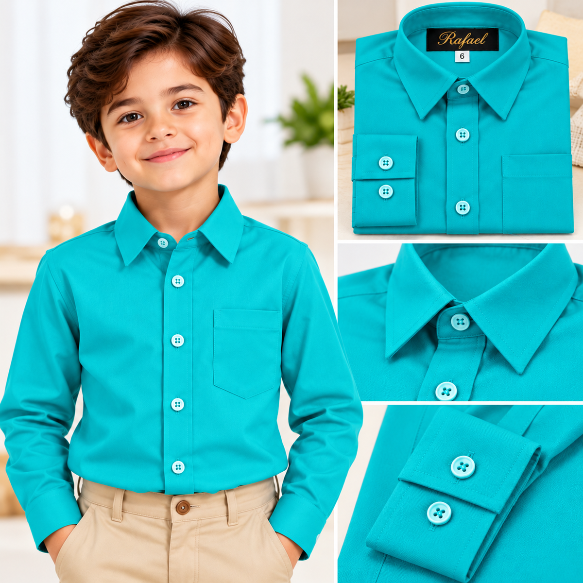 Camisa de Vestir Rafael para Niño – Manga Larga | Variedad de Colores