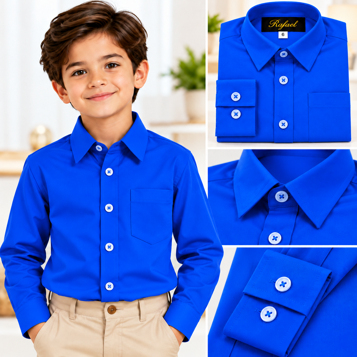 Camisa de Vestir Rafael para Niño – Manga Larga | Variedad de Colores