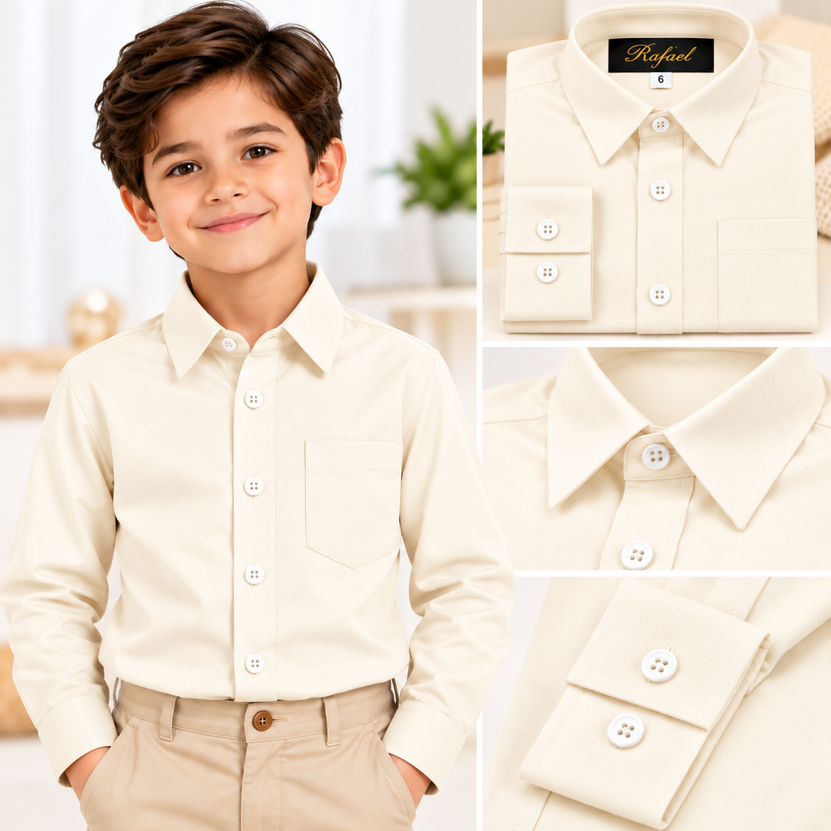 Camisa de Vestir Rafael para Niño – Manga Larga | Variedad de Colores