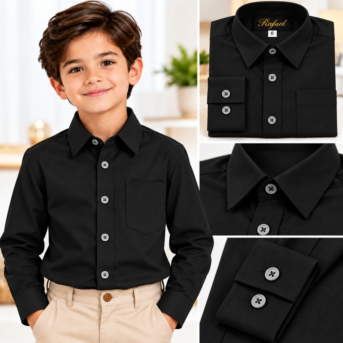 Camisa de Vestir Rafael para Niño – Manga Larga | Variedad de Colores