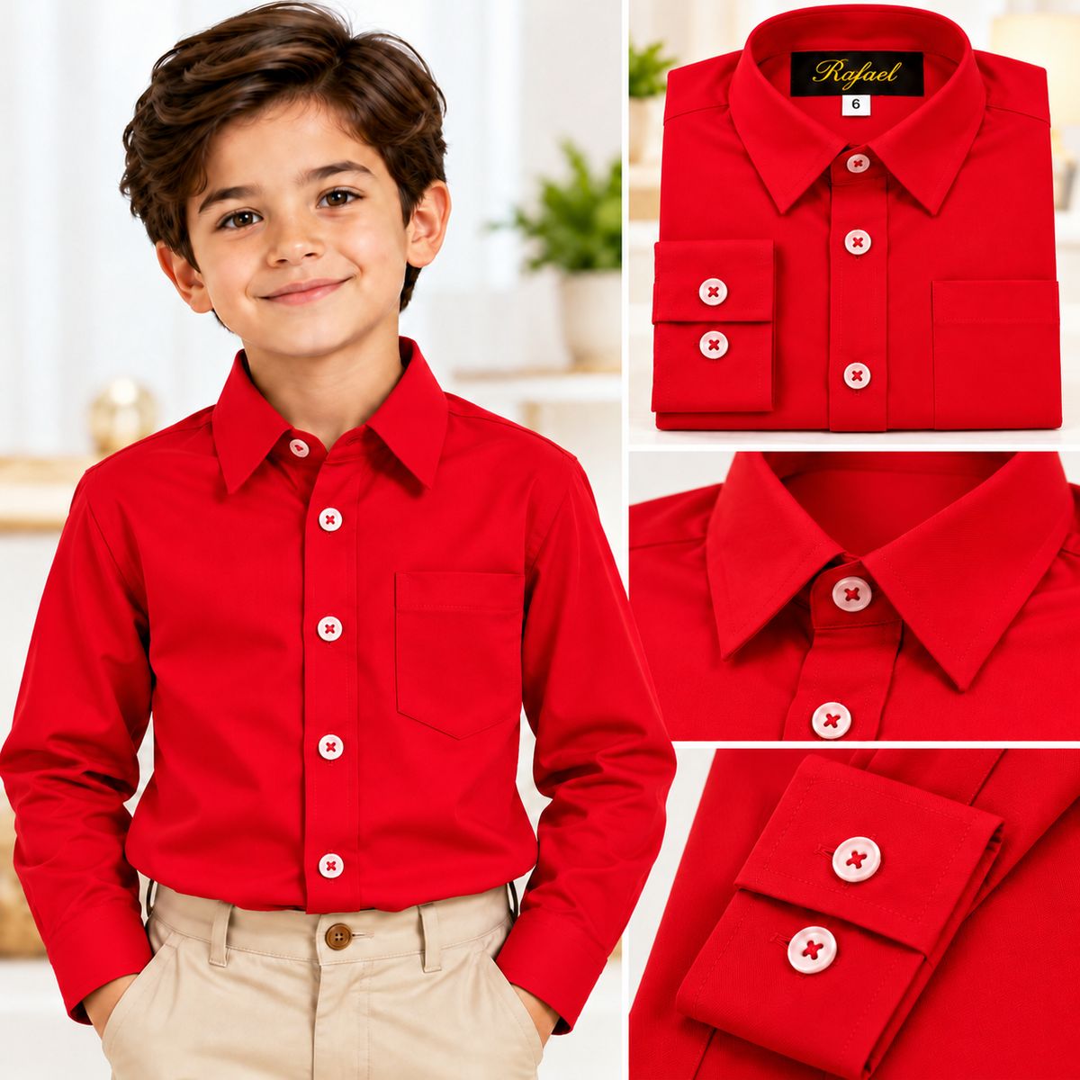 Camisa de Vestir Rafael para Niño – Manga Larga | Variedad de Colores