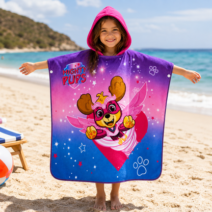 Toalla Poncho Infantil Mighty Pups con Capucha