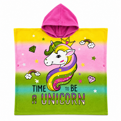 Toalla Poncho Infantil Unicornio con Capucha