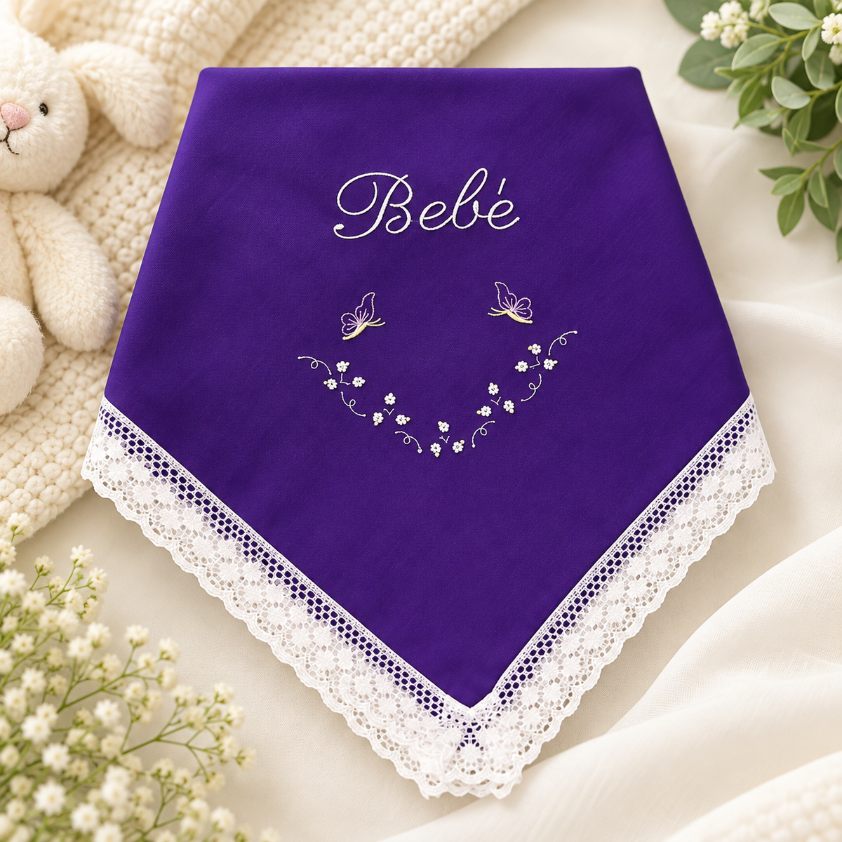 Conjunto Tradicional para Bebé – Vestido Violeta con Sábana Bordada 2753