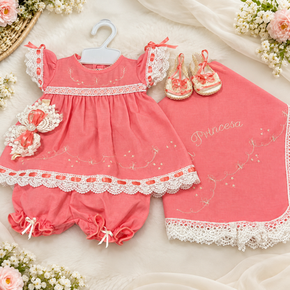 Conjunto de Bebé - Coral y Blanco - 2916