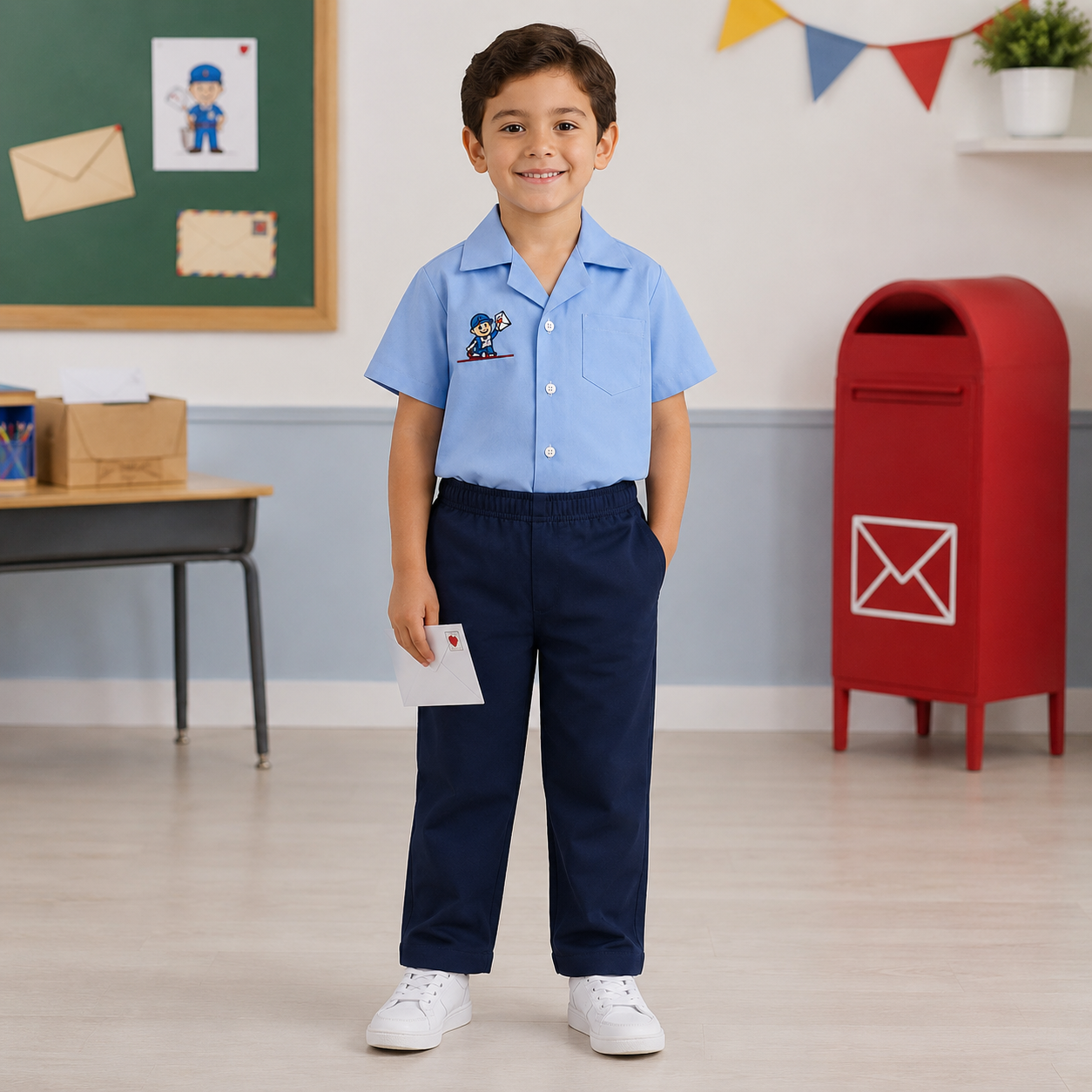 Disfraz de Cartero para Niño – Set con Camisa y Pantalón Largo