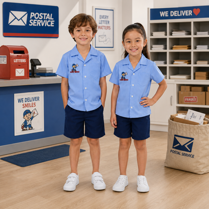 Disfraz de Cartero para Niños – Set con Camisa y Pantalón Corto