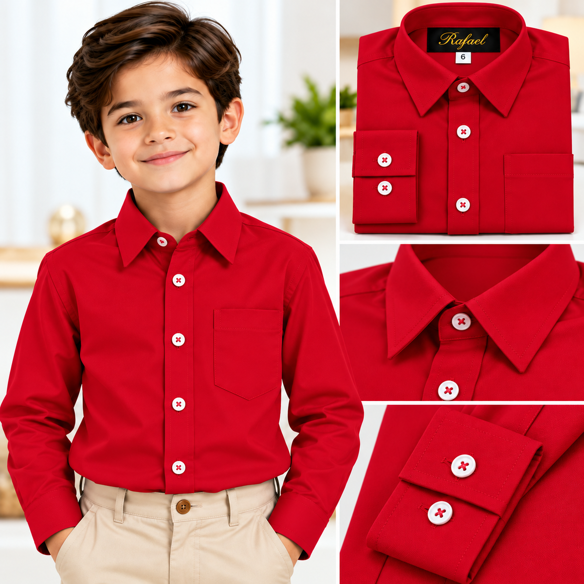 Camisa de Vestir Rafael para Niño – Manga Larga | Variedad de Colores