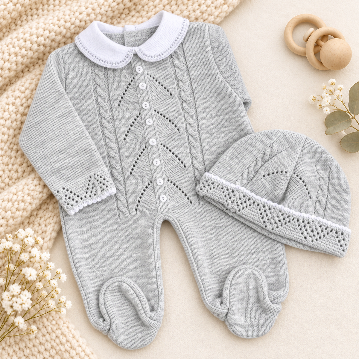 Pélele con Gorro - Ropa para Bebés - Vestidos Tejidos (Niños)