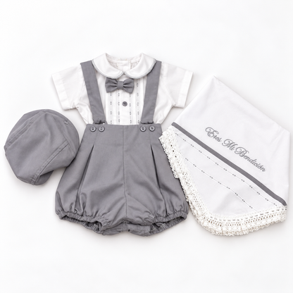 Set para Bebé Niño con Sábana – Blanco y Gris - 8758