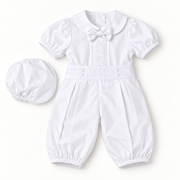Set Elegante para Bebé Niño con Gorra – Blanco 8687