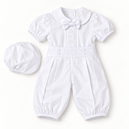 Set Elegante para Bebé Niño con Gorra – Blanco 8687