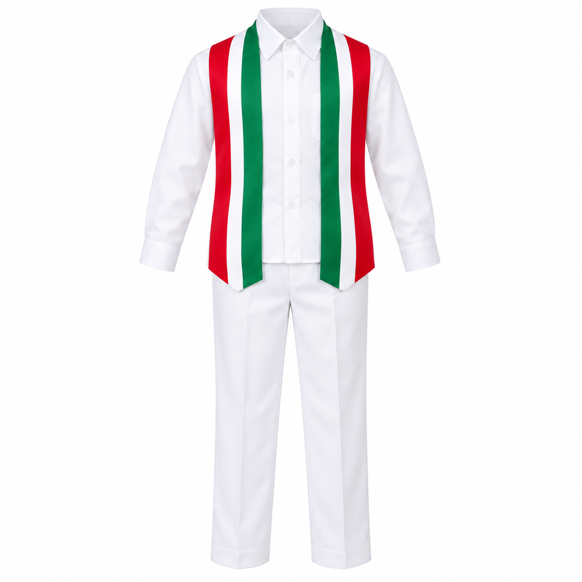 Conjunto Tradicional de México para Niño – Blanco, Verde y Rojo