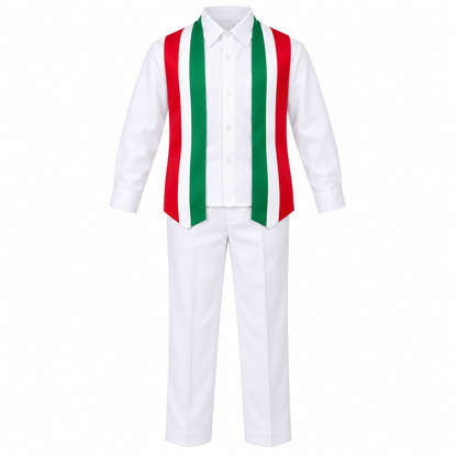 Conjunto Tradicional de México para Niño – Blanco, Verde y Rojo