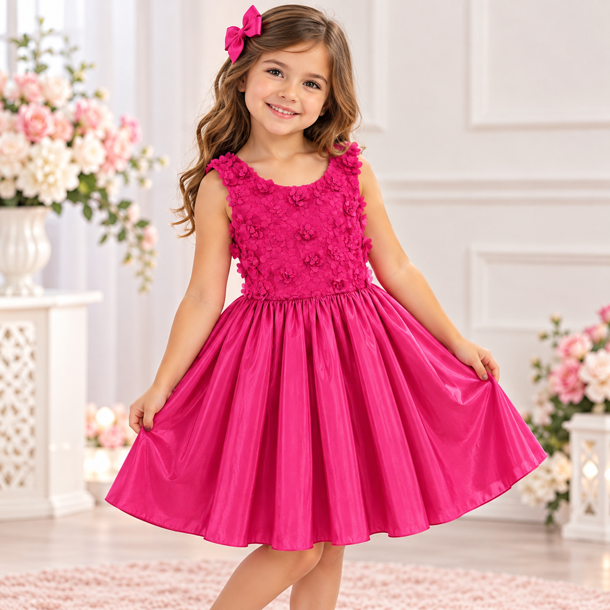 Vestido Elegante para Niña con Flores – Variedad de Colores