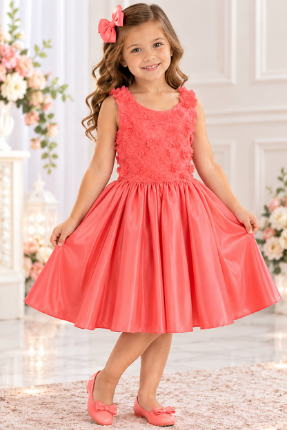 Vestido Elegante para Niña con Flores – Variedad de Colores