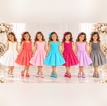 Vestido Elegante para Niña con Flores – Variedad de Colores