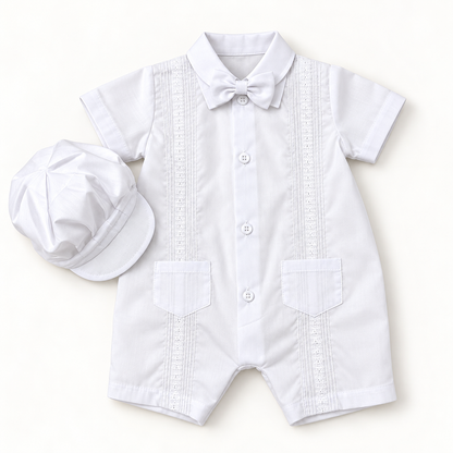 Set de Bautismo para Bebé Niño con Gorra – Blanco 8625