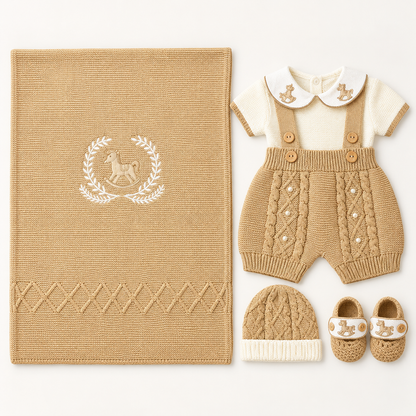 Conjunto de Bebé Tejido con Sábana – Caballito Mecedor