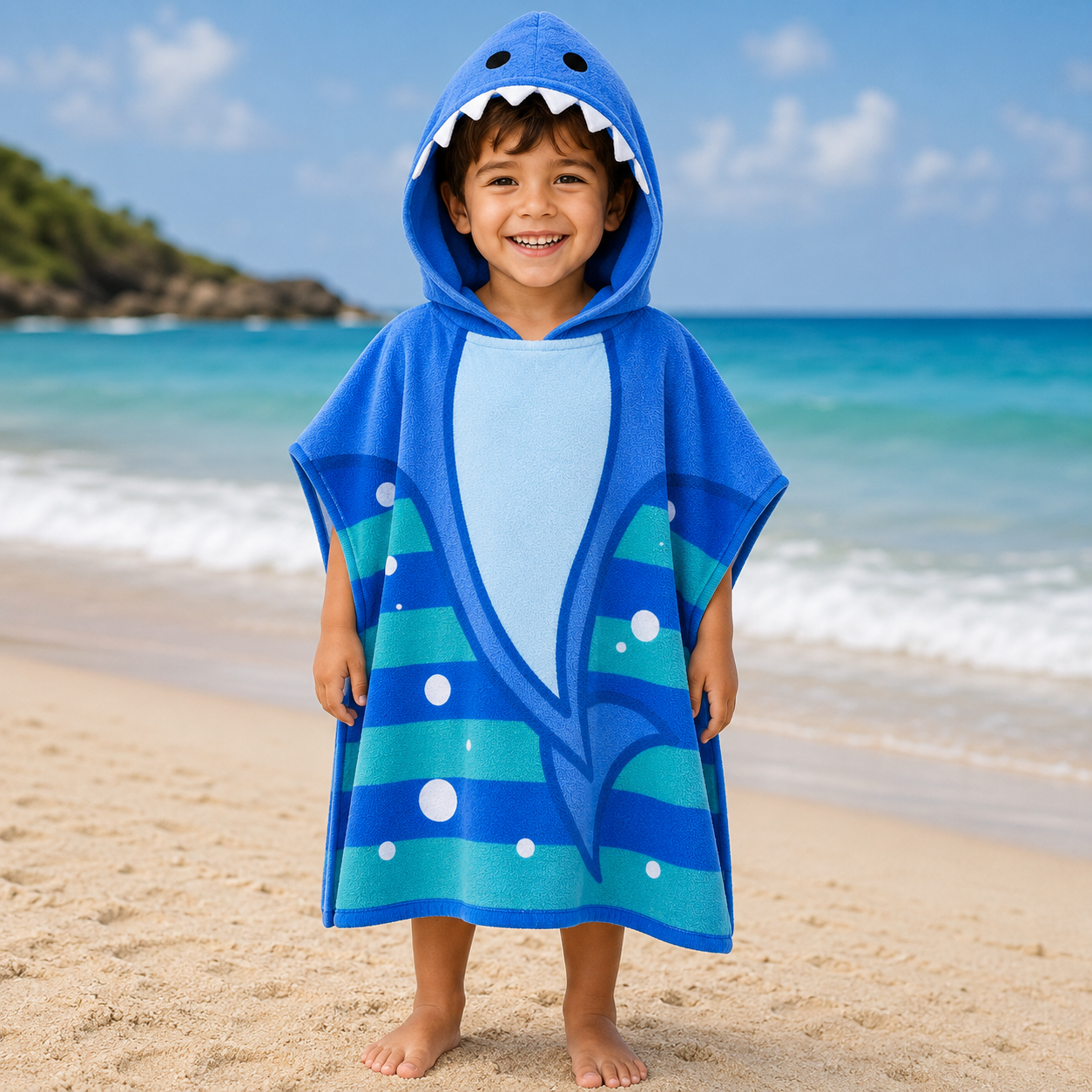 Toalla Poncho Infantil Tiburón