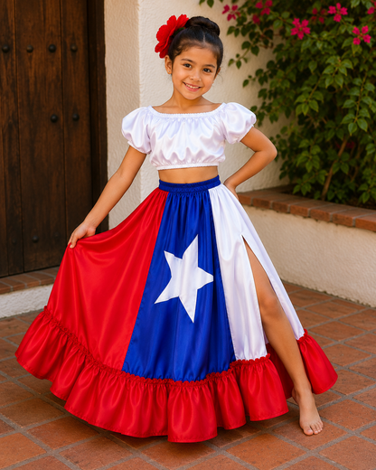 Traditional Clothing - Puerto Rico Flag (Crop Top)