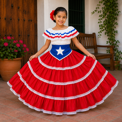 Traditional Clothing - Puerto Rico Flag Red Skirt
